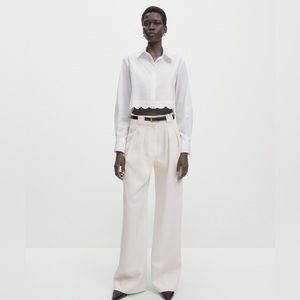 NWT Massimo Dutti Studio cropped scallop hem shirt S